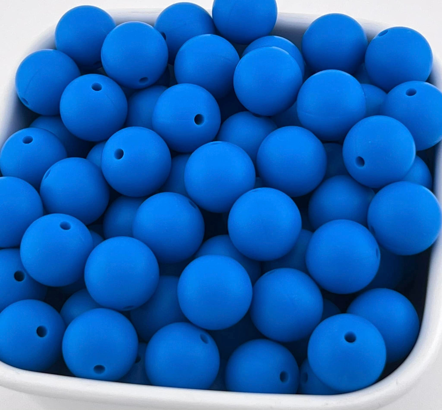 15mm Deep Sky Blue Solid Silicone Bead