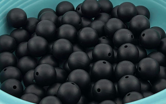 15mm Black Solid Silicone Bead