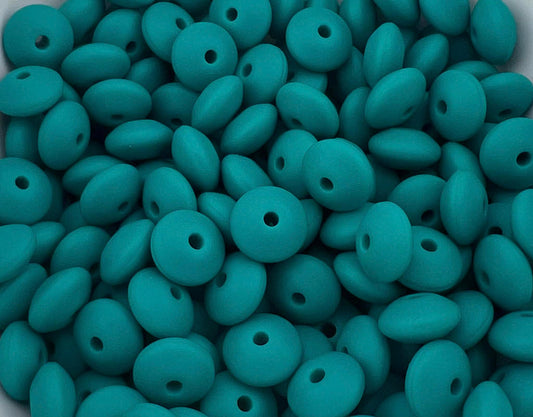 Bag of 100 12mm Emerald Solid Silicone Lentil Beads