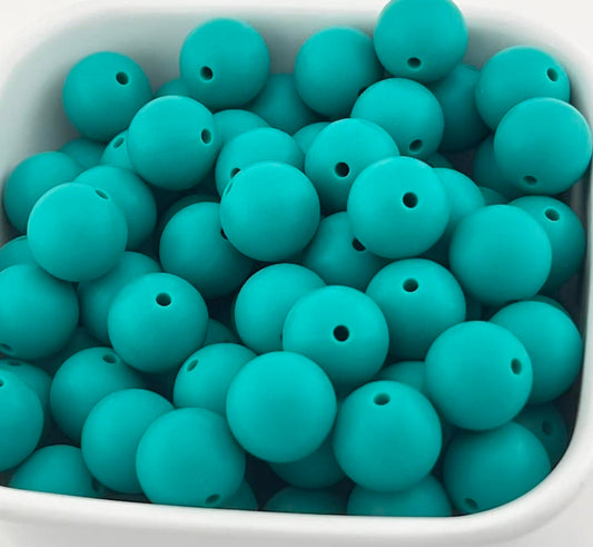 Pack of 30 15mm Emerald Solid Silicone Beads