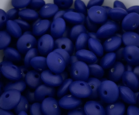 Bag of 100 12mm Purple Navy Solid Silicone Lentil Beads