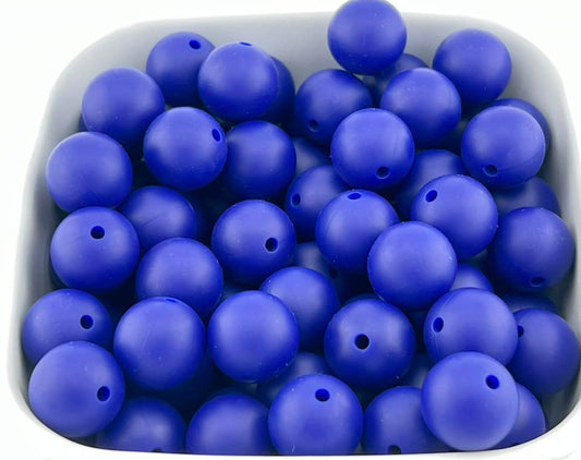 15mm Purple Navy Solid Silicone Bead