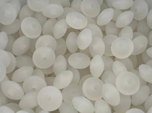 Bag of 100 12mm Clear Solid Silicone Lentil Beads