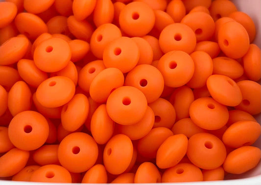 Bag of 100 12mm Nectarine Solid Silicone Lentil Beads