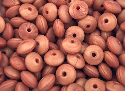 Bag of 100 12mm Copper Pearl Solid Silicone Lentil Beads
