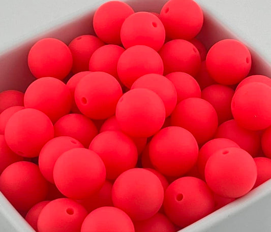 15mm Shocking Pink Solid Silicone Bead