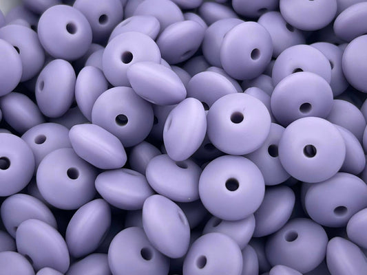 Bag of 100 12mm Lavender Solid Silicone Lentil Beads