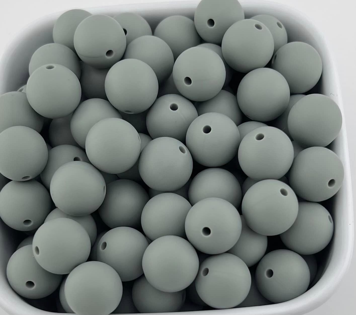 15mm Grey Solid Silicone Bead