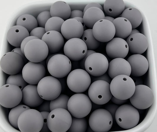 15mm Twilight Grey Solid Silicone Bead