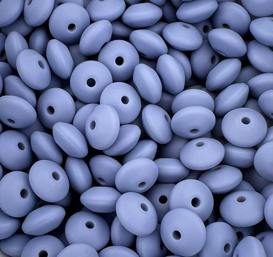 Bag of 100 12mm French Periwinkle Solid Silicone Lentil Beads