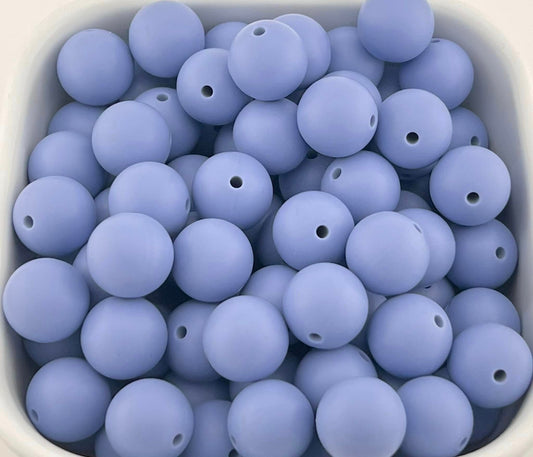 15mm French Periwinkle Solid Silicone Bead