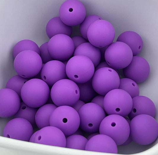 15mm Purple Solid Silicone Bead