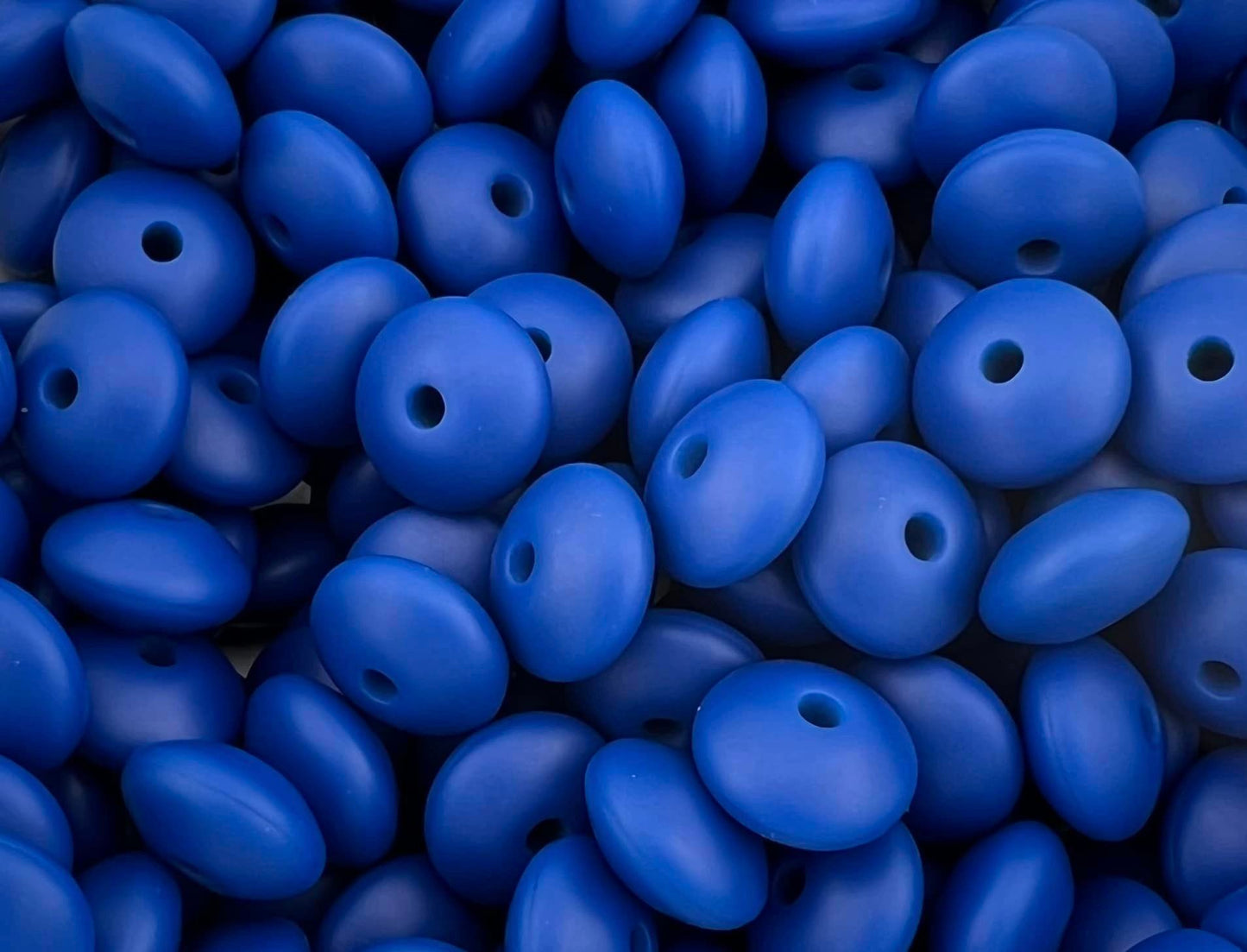 Bag of 100 12mm Sapphire Solid Silicone Lentil Beads