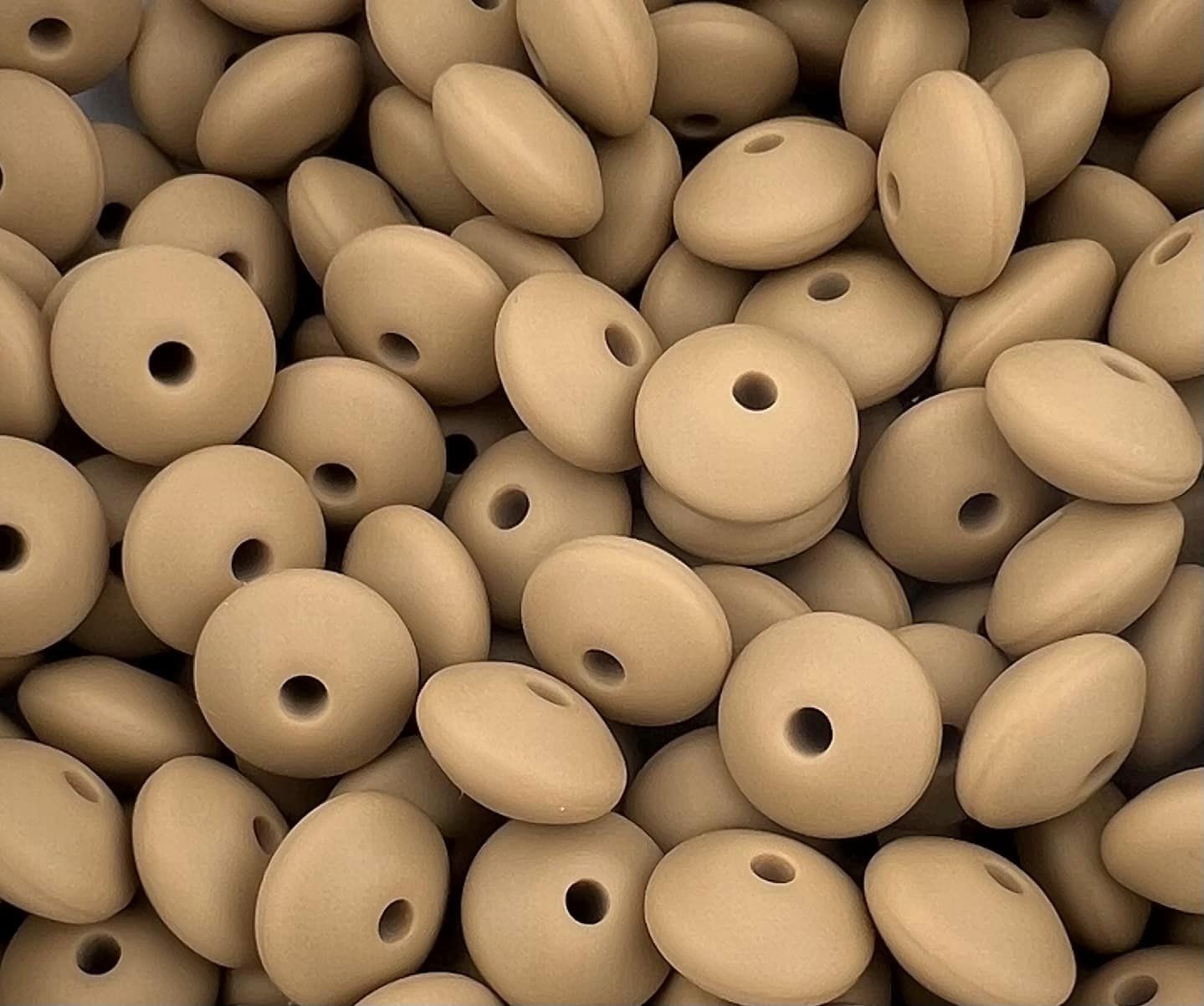 Bag of 100 12mm Peanut Butter Solid Silicone Lentil Beads