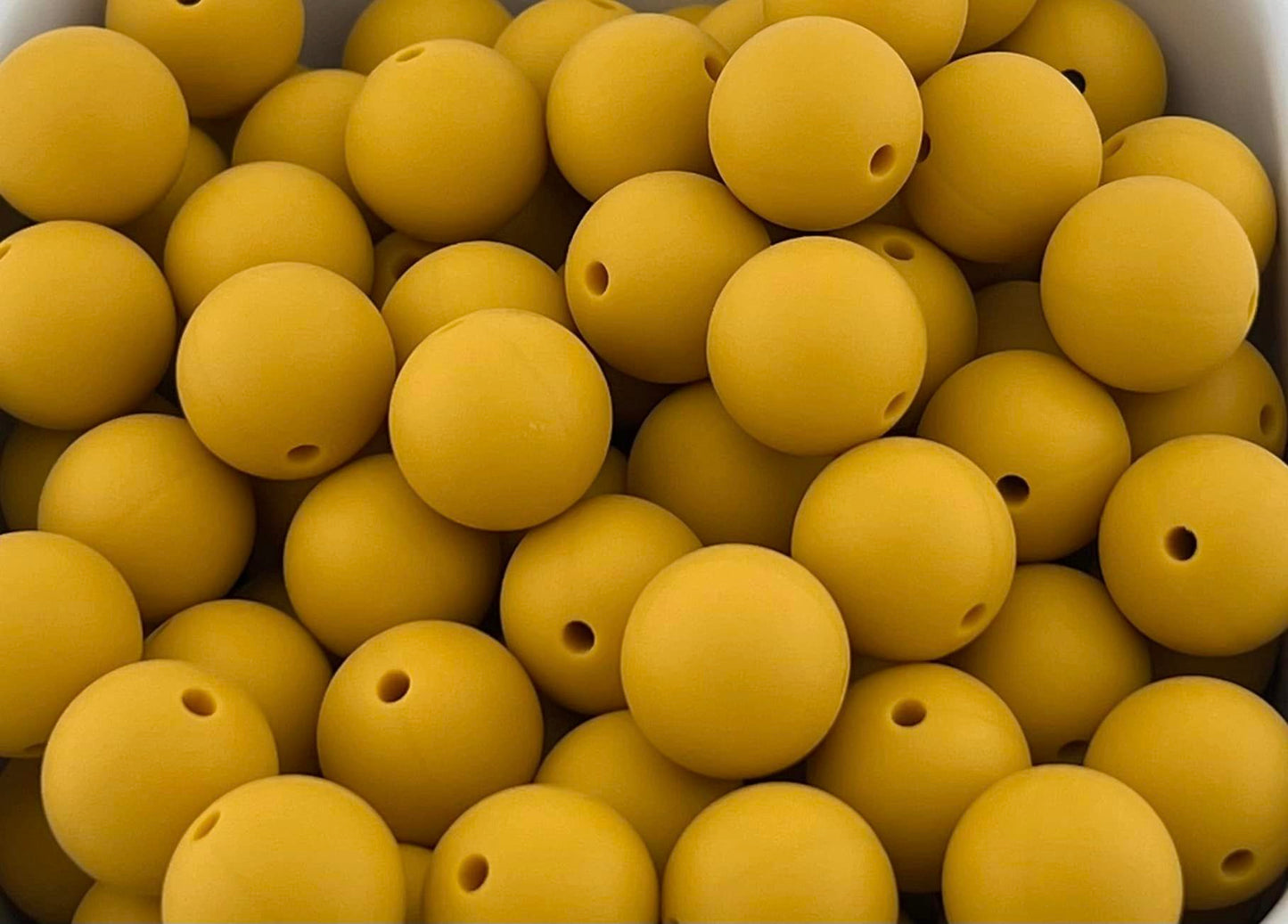 Pack of 100 15mm Mustard Solid Silicone Beads