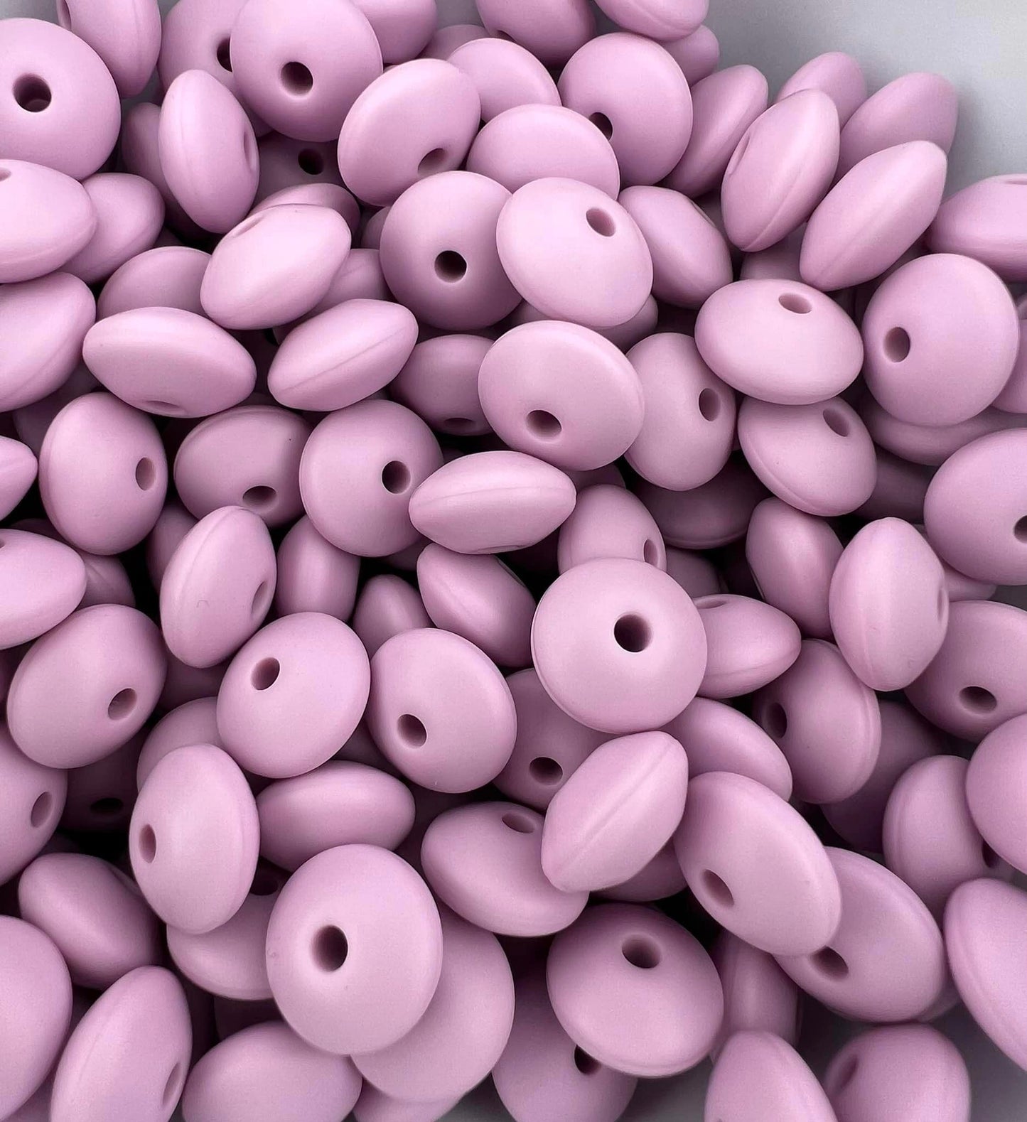 Bag of 100 12mm Lilac Solid Silicone Lentil Beads