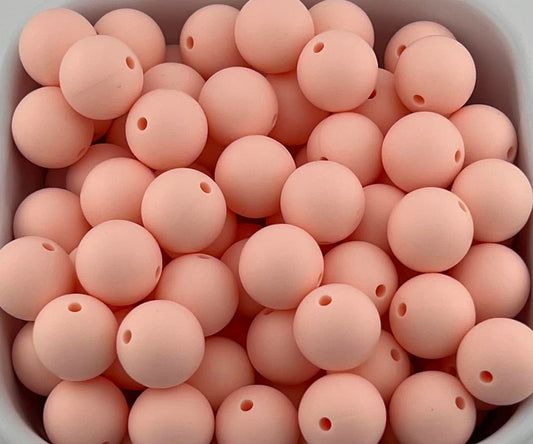 15mm Light Pink Solid Silicone Bead