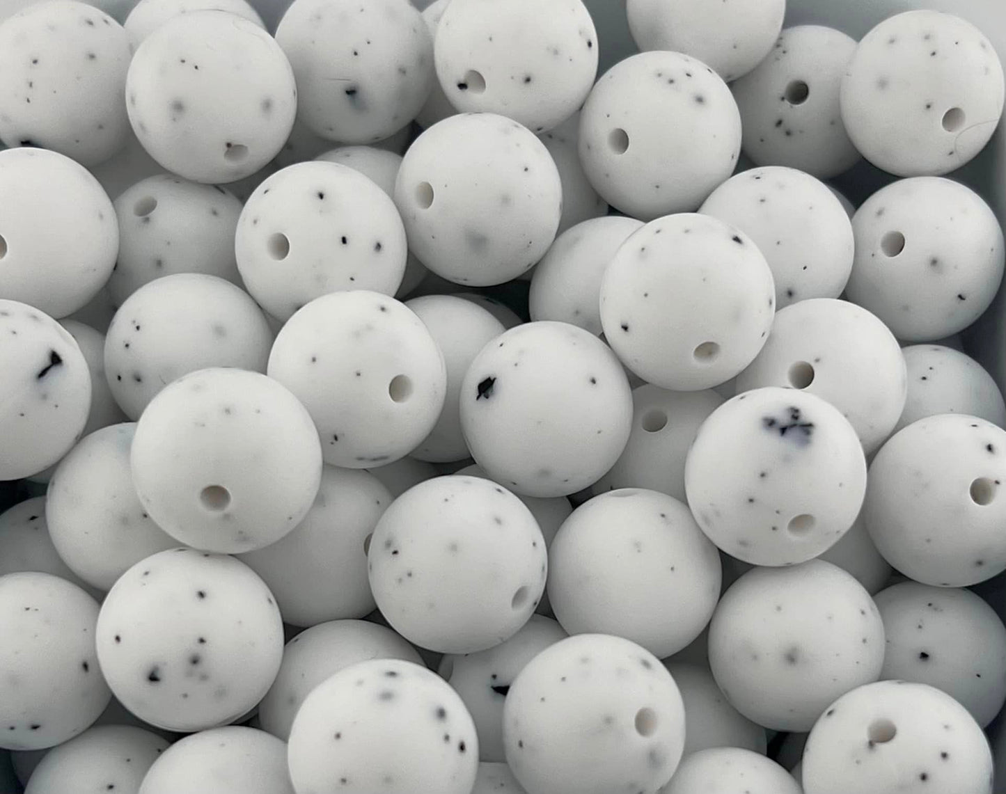 Pack of 100 15mm White Granite Solid Silicone Beads