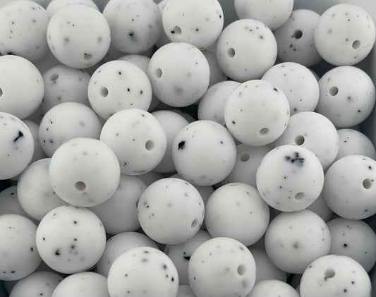 15mm White Granite Solid Silicone Bead