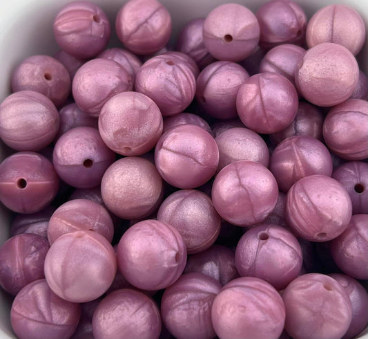 15mm Purple Pearl Solid Silicone Bead