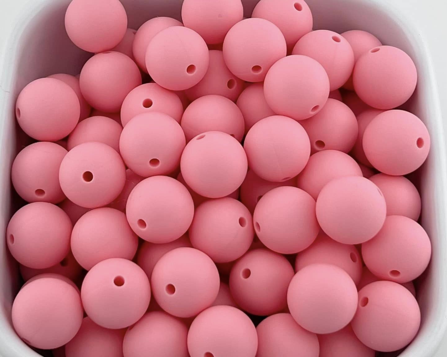 15mm Baby Pink Solid Silicone Bead