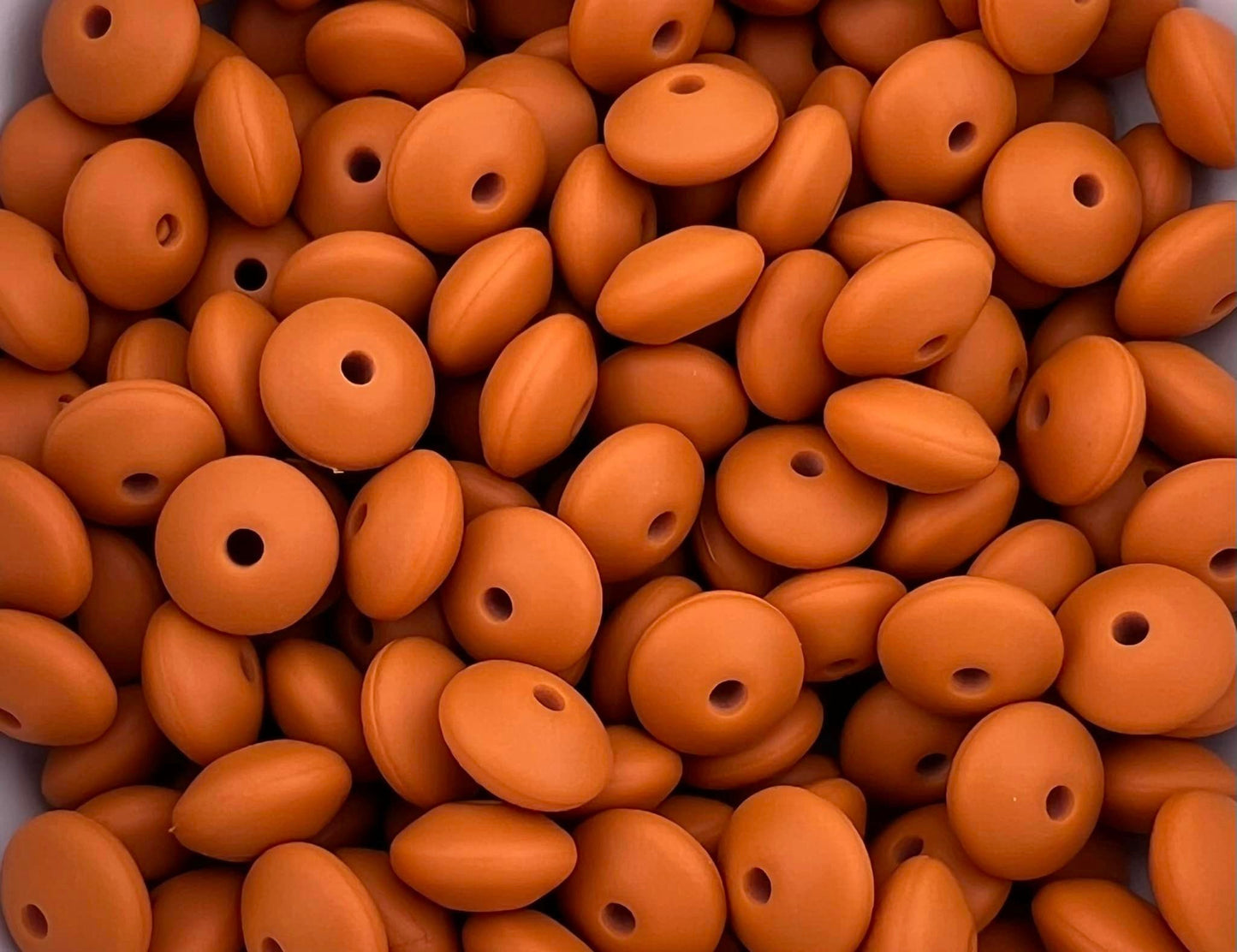Bag of 100 12mm Pumpkin Spice  Solid Silicone Lentil Beads
