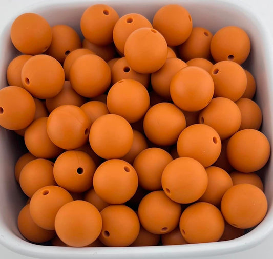 15mm Pumpkin Spice Solid Silicone Bead