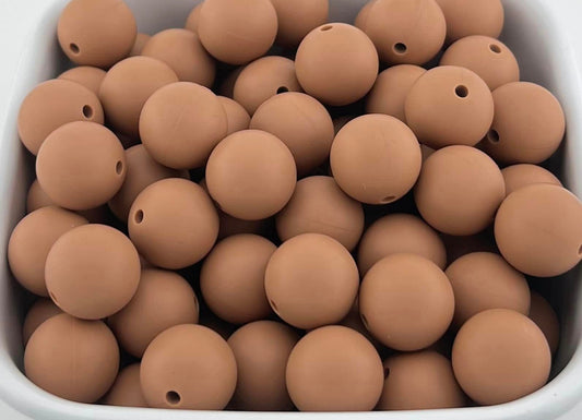 Pack of 100 15mm Camel Solid Silicone Beads