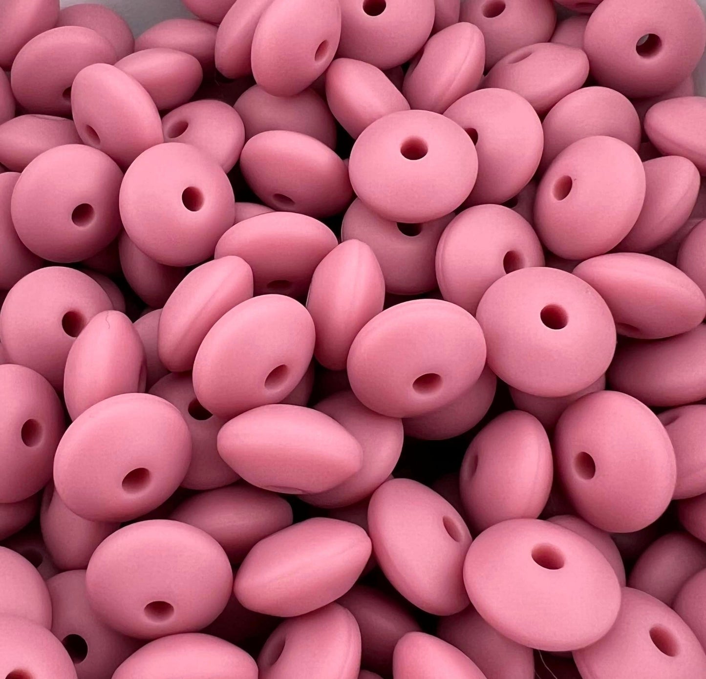 Bag of 100 12mm Blush Solid Silicone Lentil Beads