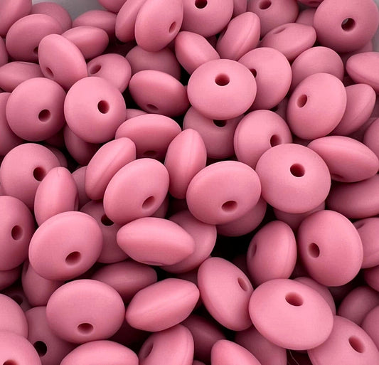 Bag of 100 12mm Blush Solid Silicone Lentil Beads