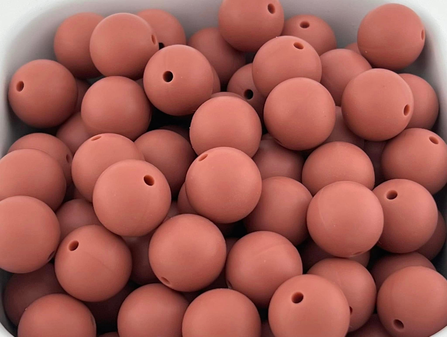 Pack of 100 15mm Light Mahogany Solid Silicone Beads