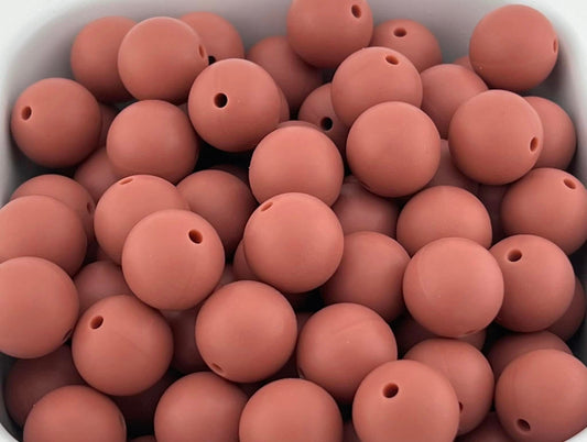 15mm Light Mahogany Solid Silicone Bead