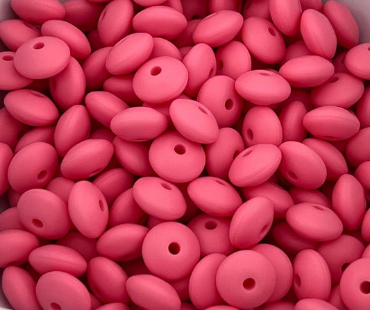 Bag of 100 12mm Strawberry Lemonade Solid Silicone Lentil Beads