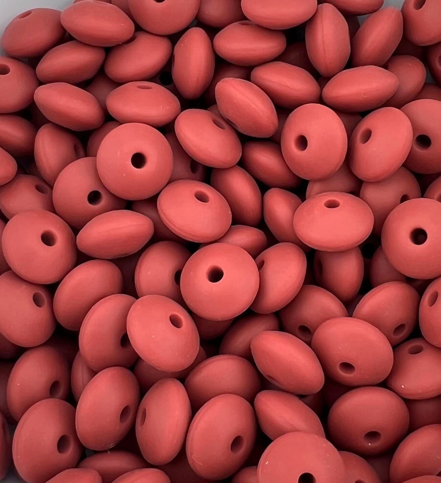 Bag of 100 12mm Sienna Solid Silicone Lentil Beads