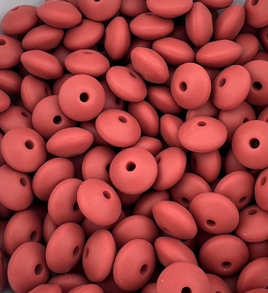 Bag of 100 12mm Sienna Solid Silicone Lentil Beads