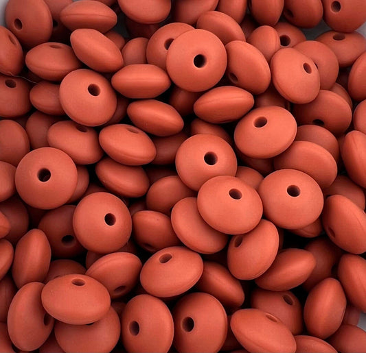 Bag of 100 12mm Autumn Glaze Solid Silicone Lentil Beads