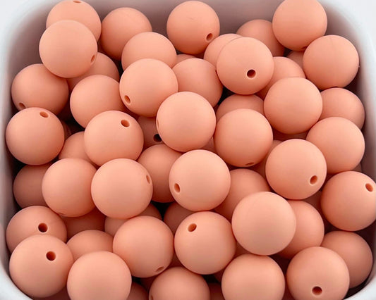 15mm Peach Solid Silicone Bead