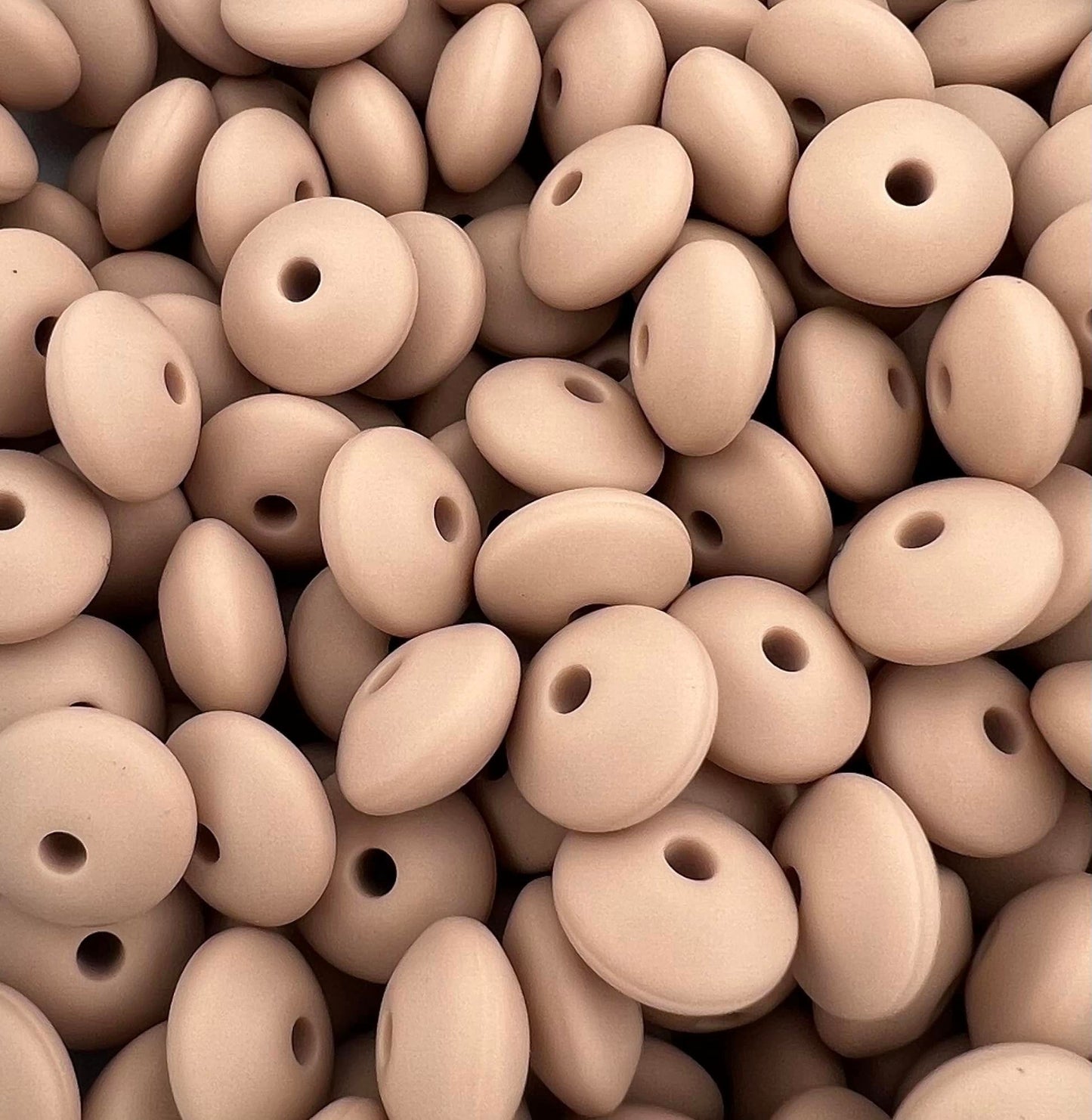 Bag of 100 12mm Ecru Solid Silicone Lentil Beads