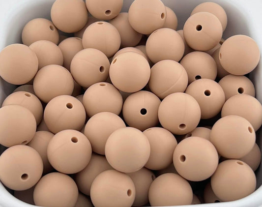 Pack of 100 15mm Ecru Solid Silicone Bead