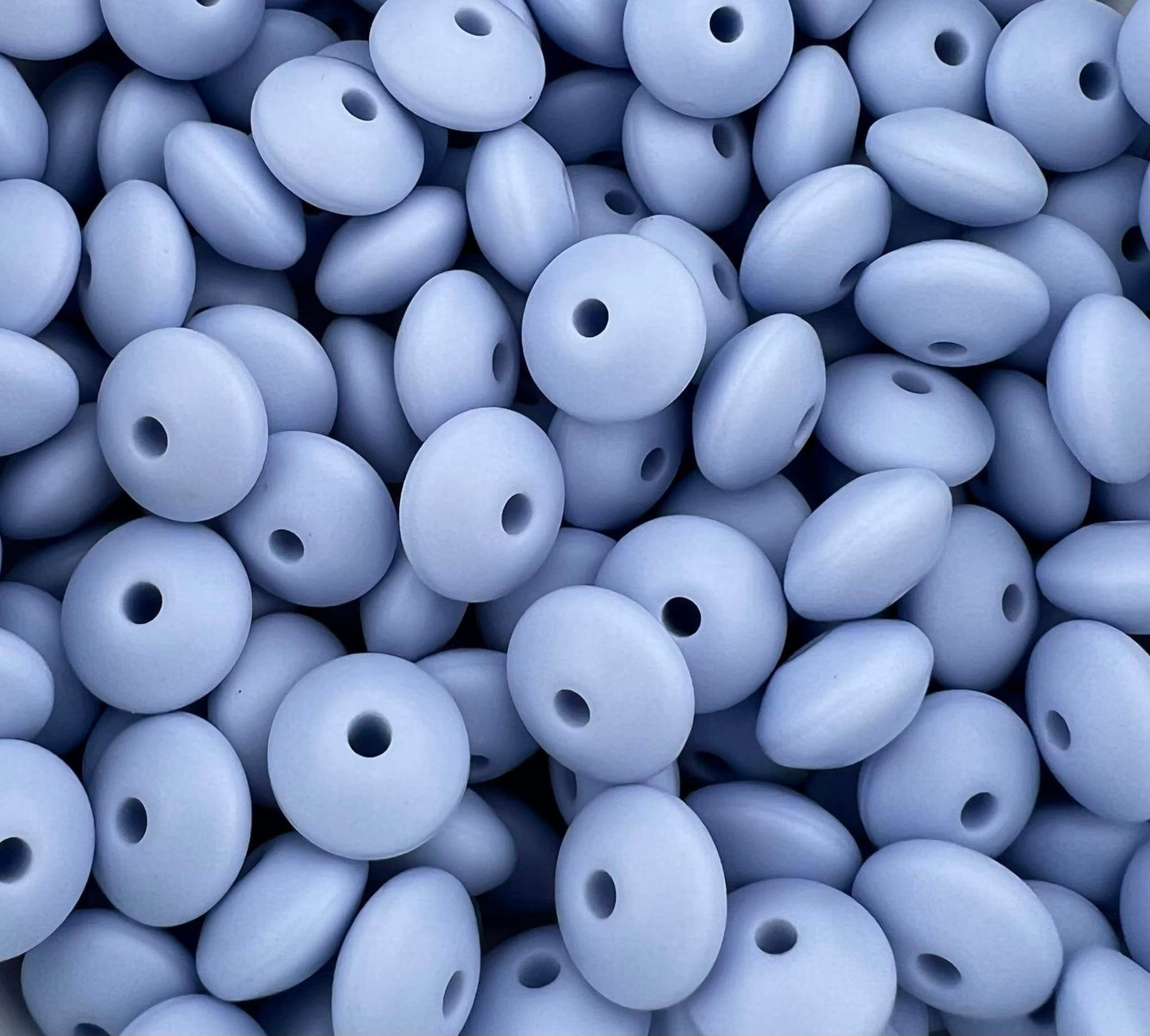 Bag of 100 12mm Blue Lotus Solid Silicone Lentil Beads