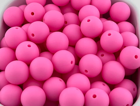 15mm Pink Solid Silicone Bead