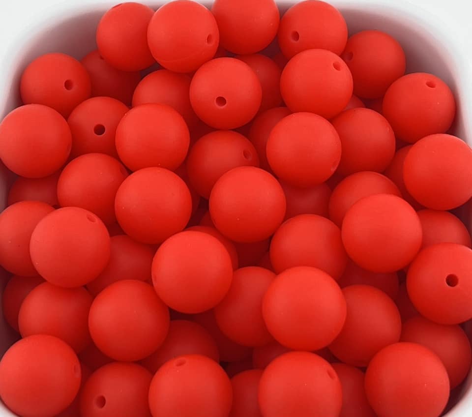 Pack of 100 15mm Flag Red Solid Silicone Bead