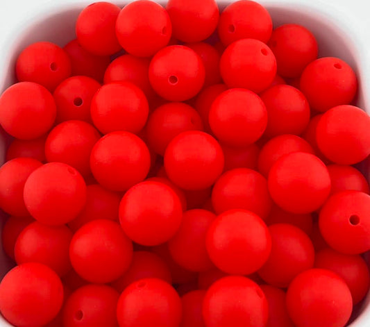 15mm Flag Red Solid Silicone Bead