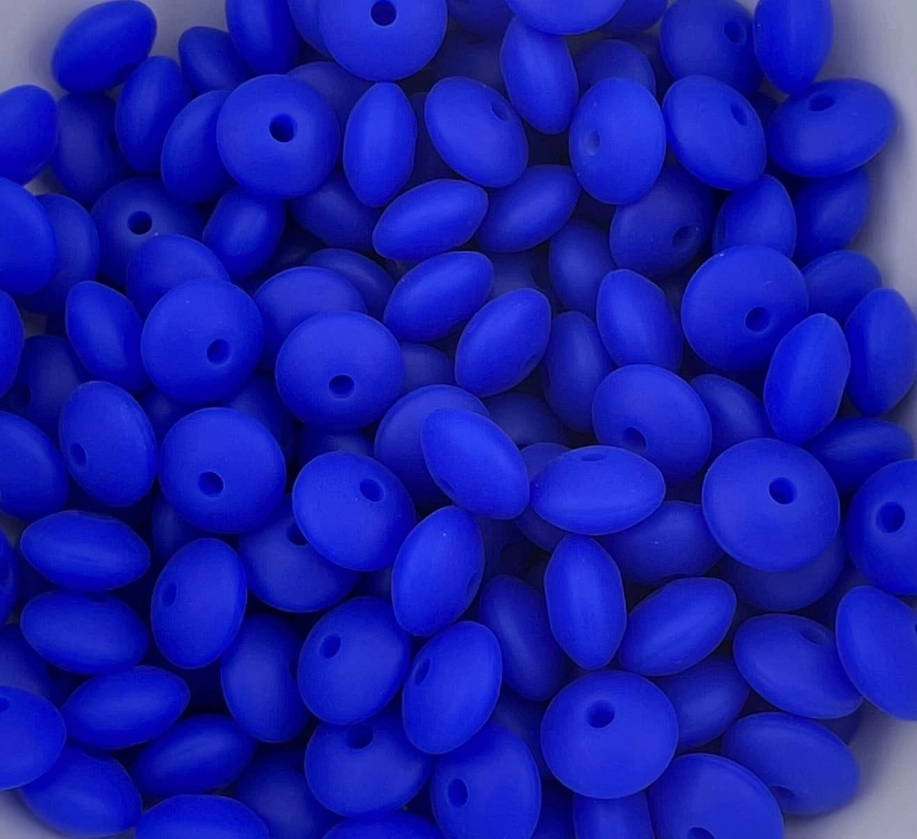 Bag of 100 12mm Royal Blue Solid Silicone Lentil Beads