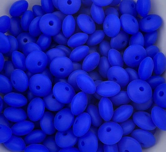 Bag of 100 12mm Royal Blue Solid Silicone Lentil Beads