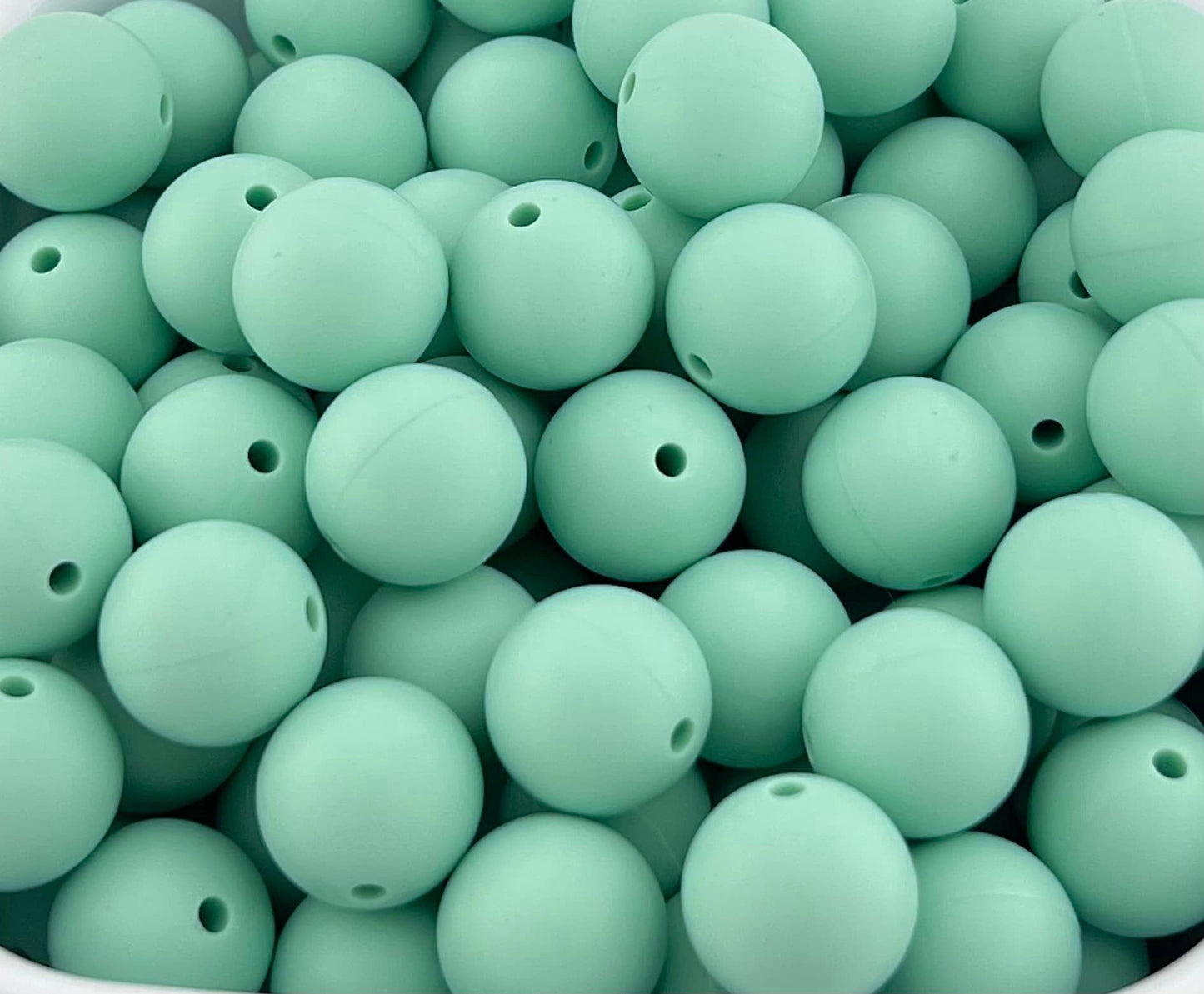 Pack of 100 15mm Tea Green Solid Silicone Beads