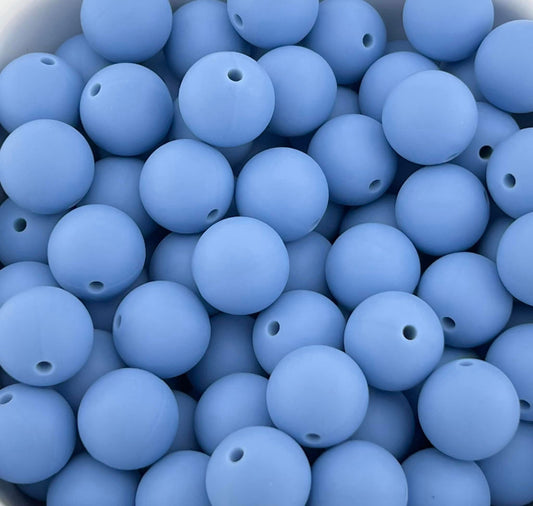 15mm Arctic Blue Solid Silicone Bead