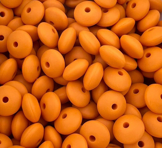 12mm Papaya Solid Silicone Lentil Beads