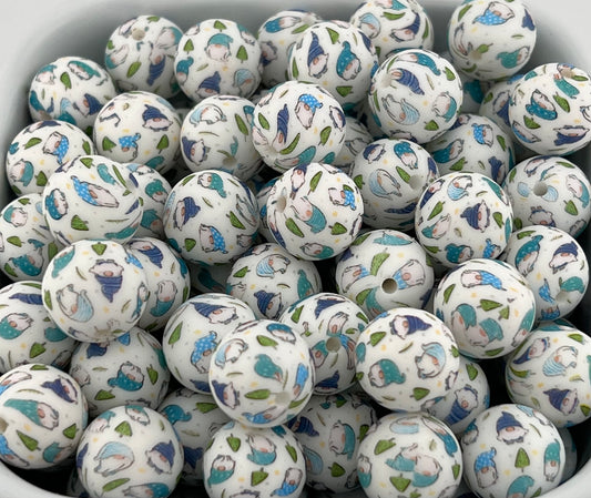 Pack of 100 15mm Blue and Green Gnomes beads