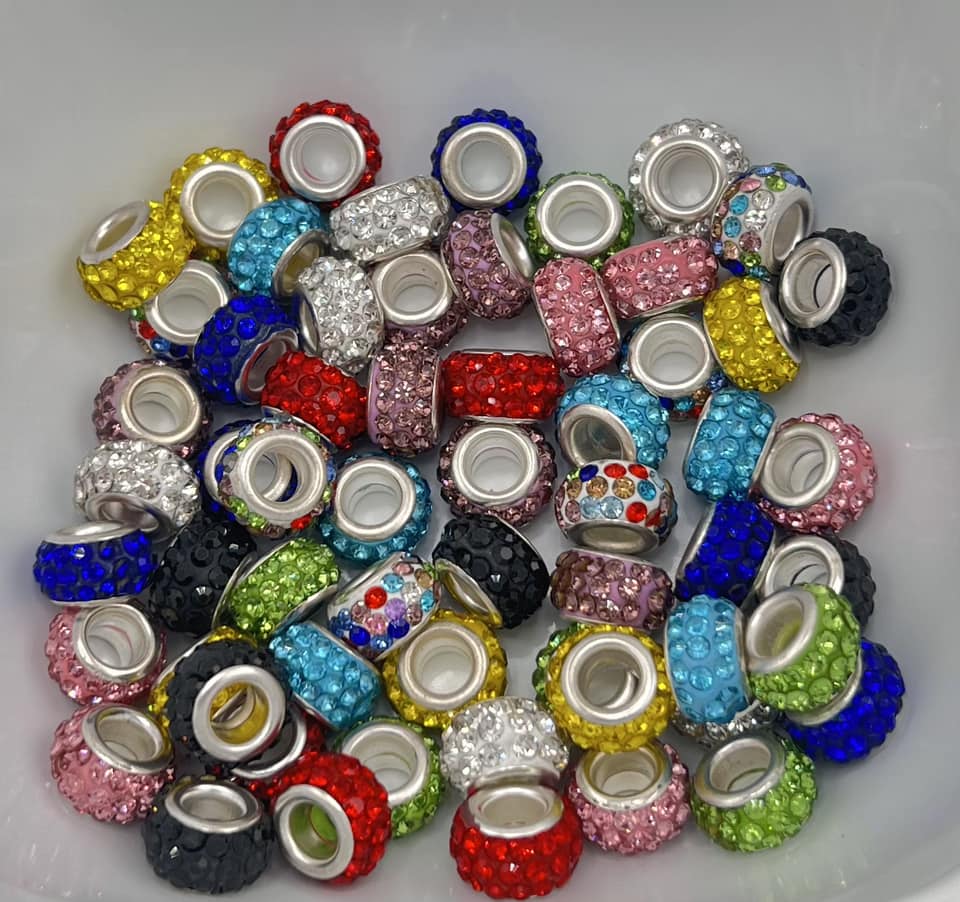 Big Hole Rhinestone Spacer Beads